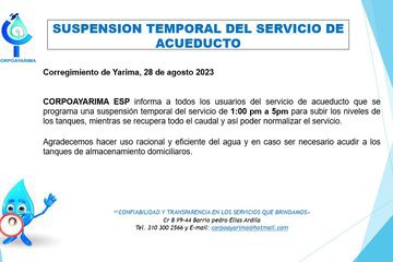 SUSPENSION TEMPORAL DEL SERVICIO DE ACUEDUCTO
